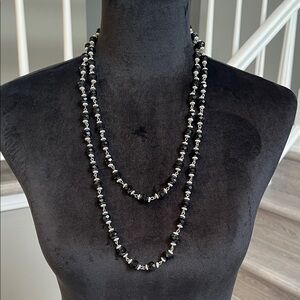 Chic Black and Silver Beaded Necklace